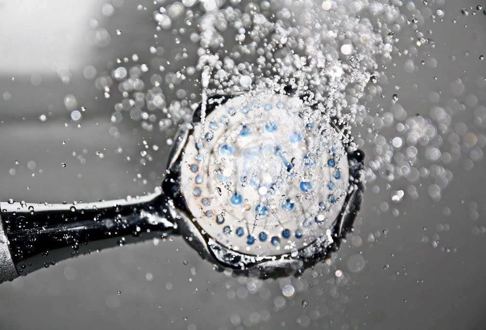 running water from a showerhead 