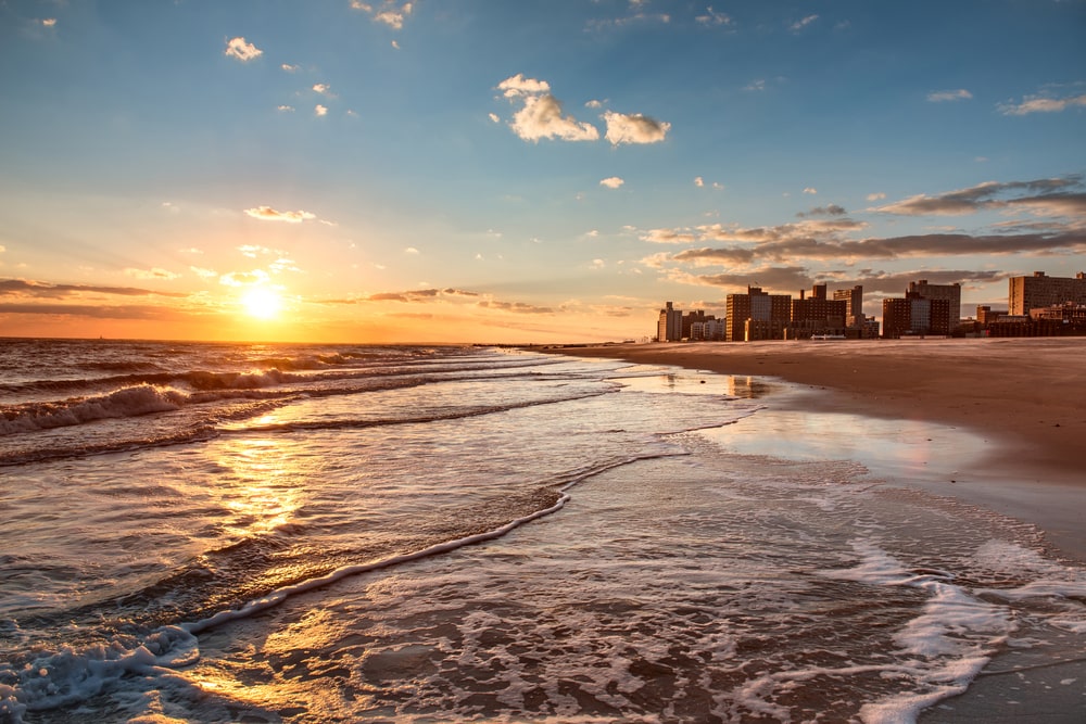 Sunset over Brighton beach in Brooklyn New York