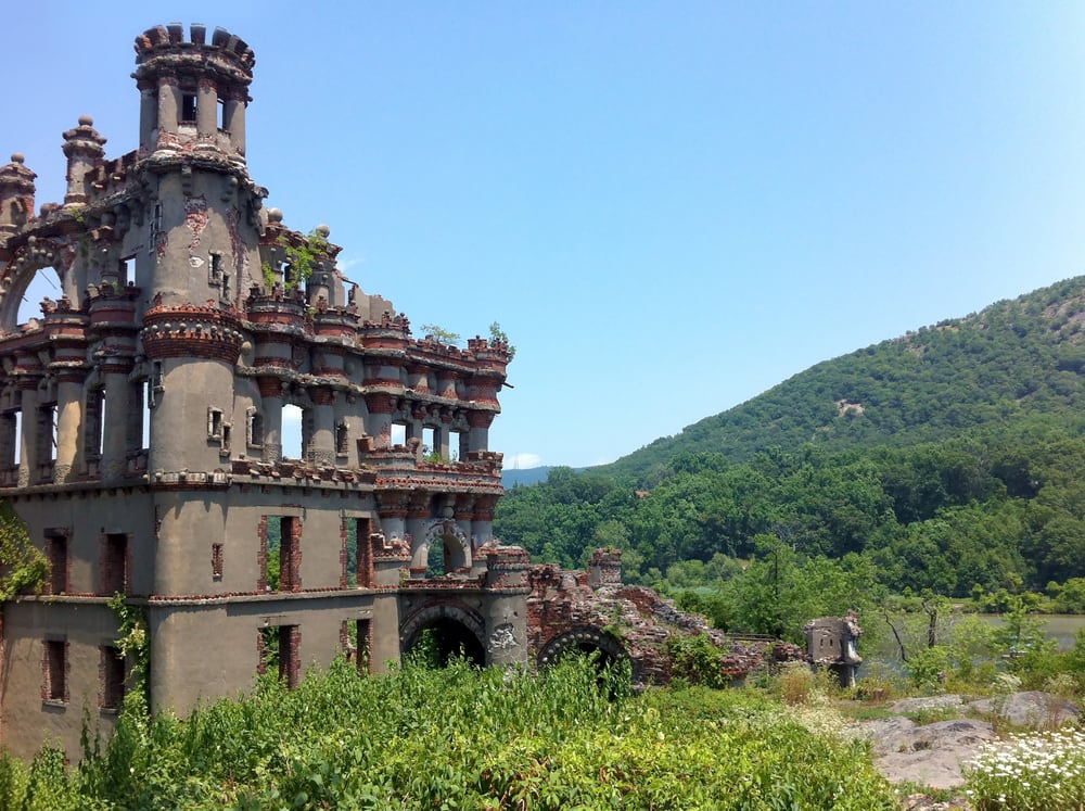 Ruins and landscaping at Bannerman Castle in Cold Spring, New York