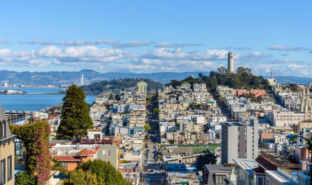 view of buildings and telegraph hill in San Francisco 