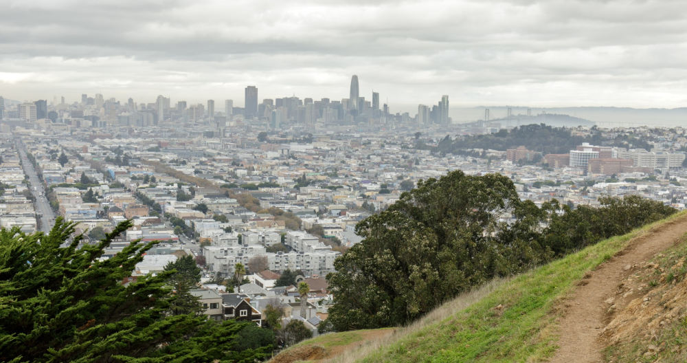a view of Bernal Heights in San Francisco