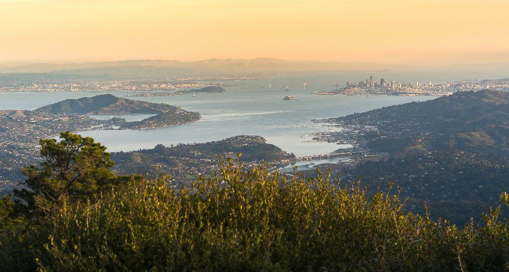 Aerial view of Bay Area from East Peak at Mt. Tamalpais