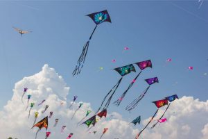 sky full of kites during the kite festival in san francisco