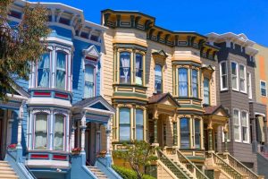 a facade of Victorian houses in San Francisco