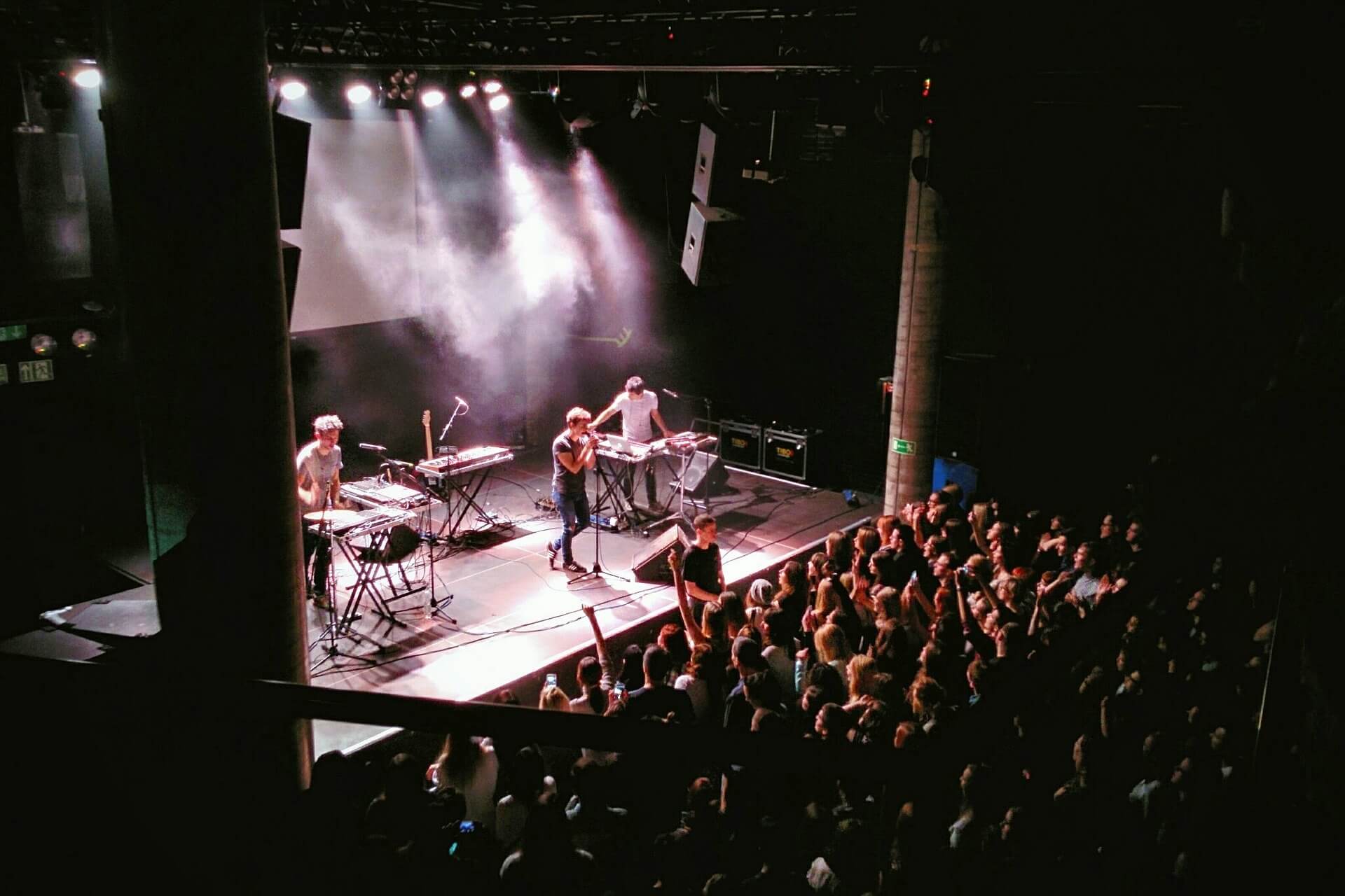 Band playing a mid-sized concert venue