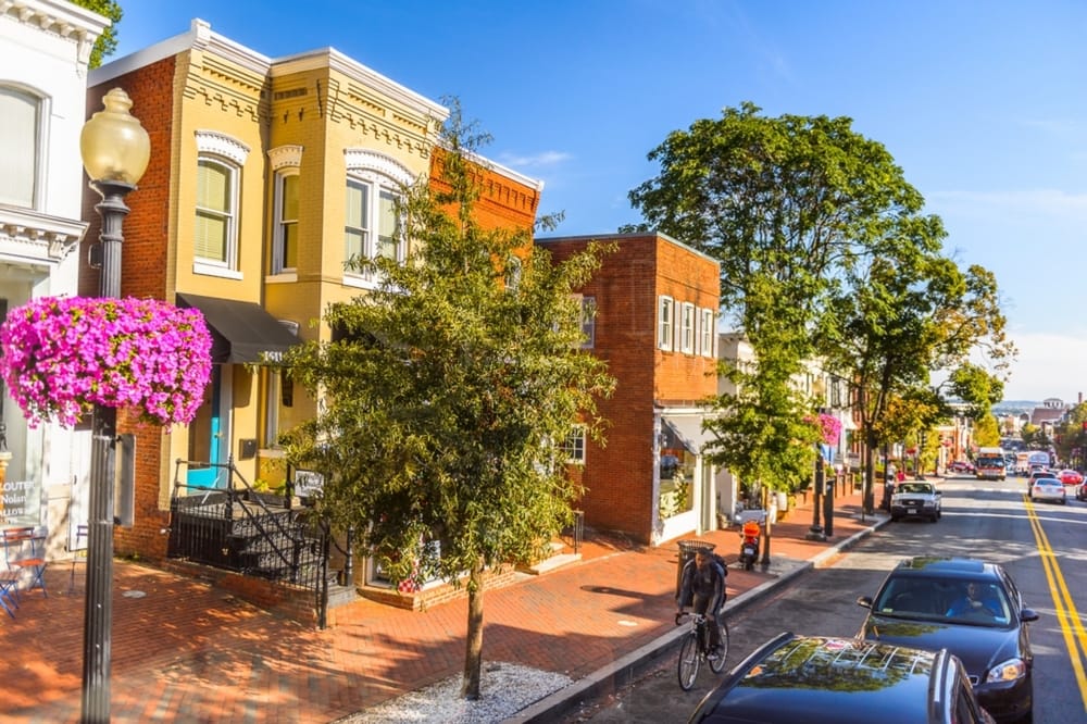 a picturesque neighborhood and street in downtown washington, dc