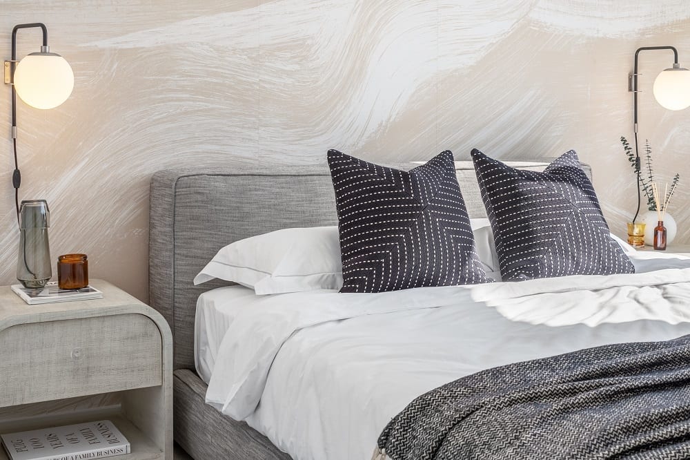 calming bespoke bedroom with soft fabrics