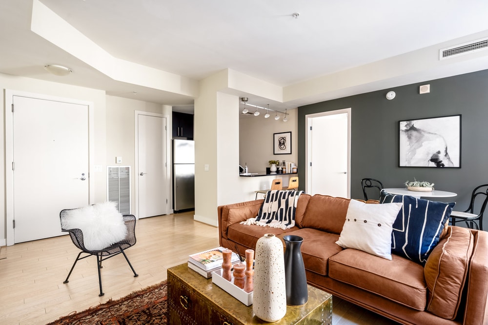 Blueground DC living room with bespoke furnishings