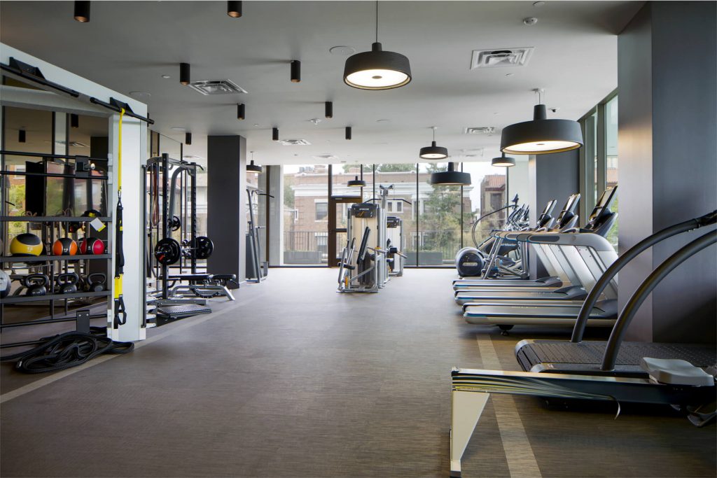 Indoor gym in apartments' building