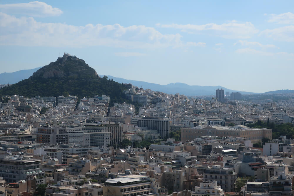 Panoramic view of the city of Athens Greece.
