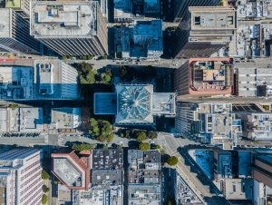 Bird's eye view of San Francisco buildings