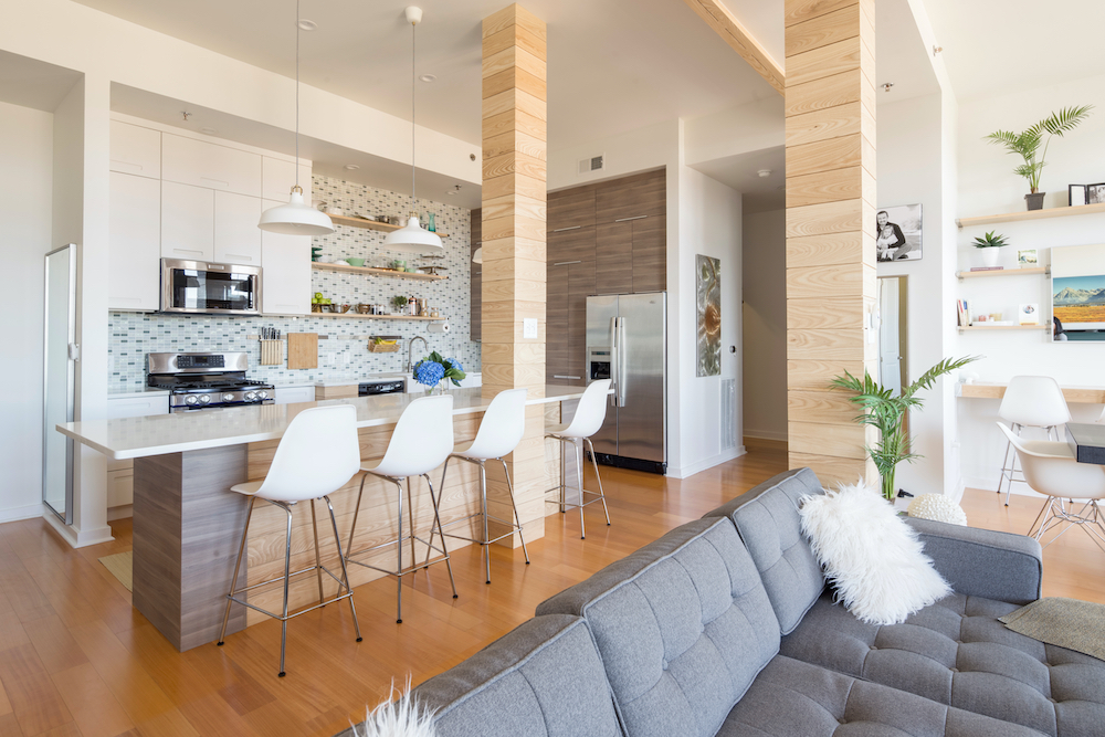 a condo furnished with modern amenities