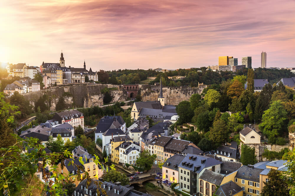 Sunset sky over Luxembourg city