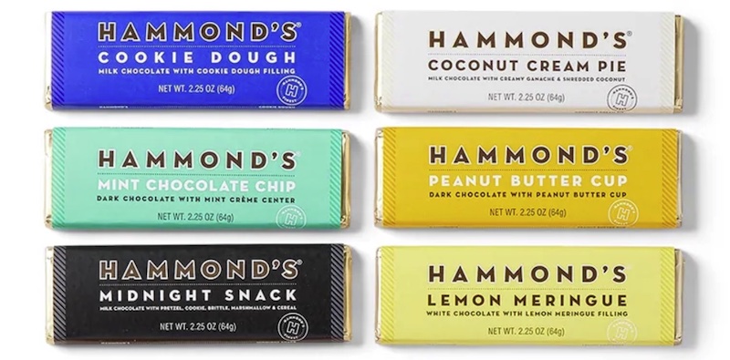 a selection of Hammond's chocolate bars