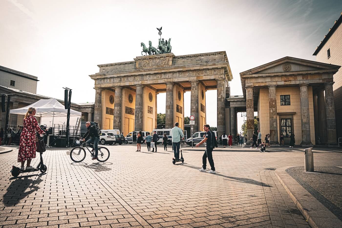 people in a public square in berlin